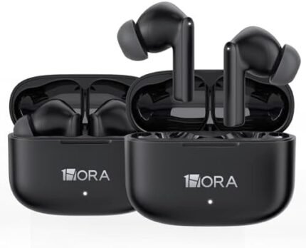 1 Hora Earbuds Wireless Bluetooth 5.3 with Charging Case, Waterproof Earphones, Built in Mic Headset,Deep Bass Headphones Compatible with Smart Phone, Laptop, Tablet