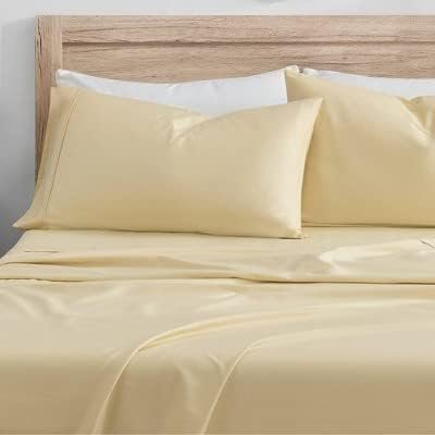 100% Organic Cotton Solid King Sheet Set - Kindlier - Butter Color (xxx23xx)