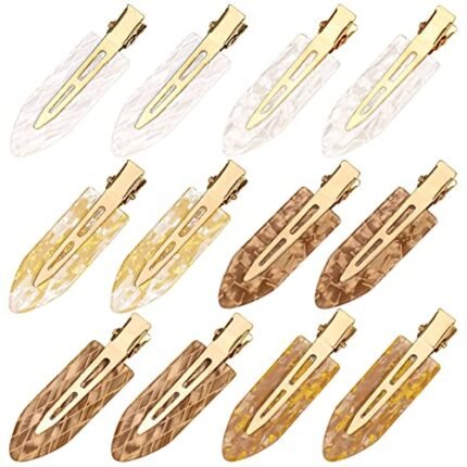 12 PCS No Bend Hair Clips No Crease Acrylic Resin Hair Clips for Women Makeup Face Washing Hairstyling Duckbill Hair Barrettes for Salon Hairdressing Bangs Waves Application (Set 05)