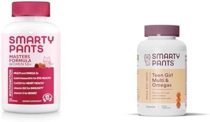 SmartyPants Gummy Multivitamin for Women 50 and Over: Omega 3 Fish Oil (EPA/DHA), Methylfolate & Teen Girl Multivitamin Gummies: Omega 3 Fish Oil (EPA/DHA), Vitamin D3, C, Vitamin B12