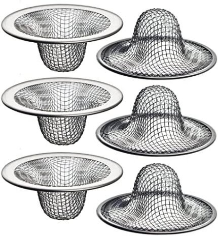 6 Pack - 2.125" Top / 1" Basket- Mesh Sink Drain Strainer Hair Catcher for Bathroom Sink, Utility, Slop, Laundry, RV and Lavatory