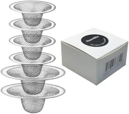 6-Pack Bathroom Sink and Tub Drain Strainer Screen Mesh, 2 Sizes 2.12" and 2.75" Top / 1" Basket Small Hair Catcher Shower Drain for Bathroom, Lavatory, Balcony, Utility, RV, Floor Drain, Sink Basin