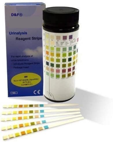 8-in-1 Urine Test Strips Total 100 Count for Leukocytes, Nitrite, Urobilinogen, Protein, pH, Specific Gravity, Ketone, Bilirubin