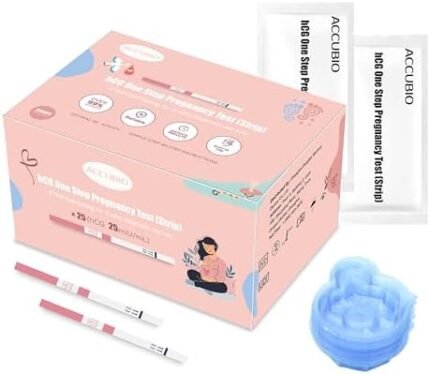 ACCUBIO Pregnancy Test Strips with Urine Cups, 25 Count Individually Wrapped hCG Early Detection Home Test, Rapid Early Pregnancy Tests 25mIU/mL