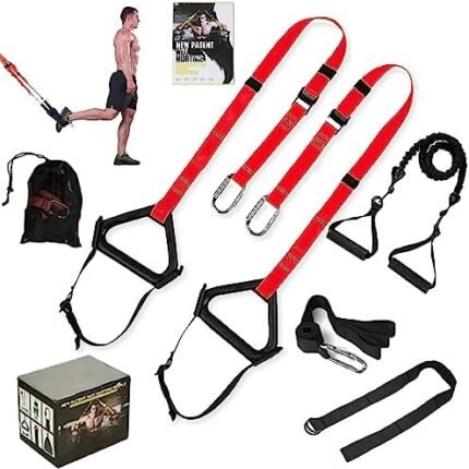 ADALT LION Bodyweight Resistance Training Straps, Complete Home Gym Fitness Trainer kit for Full-Body Workout, Included Door Anchor, Extension Strap, Fitness Guide