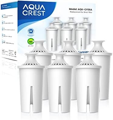 AQUA CREST Replacement for Brita® Water Filter, Pitchers and Dispensers, Classic OB03, Mavea® 107007, and More, NSF Certified Pitcher Water Filter, 1 Year Filter Supply, 6 Count