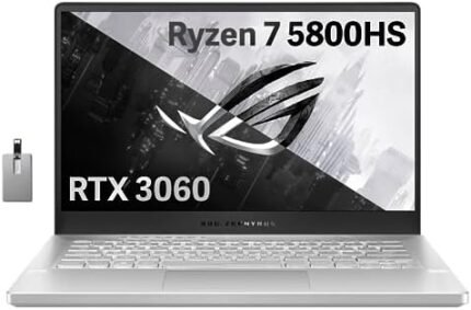 ASUS ROG Zephyrus G14 Gaming Laptop, 14'' FHD 144Hz Display, AMD Ryzen 7-5800HS, NVIDIA GeForce RTX 3060 6G Graphics, 16GB RAM, 1TB PCIe SSD, Backlit Keyboard, Win 11 Pro, White, 32GB USB Card