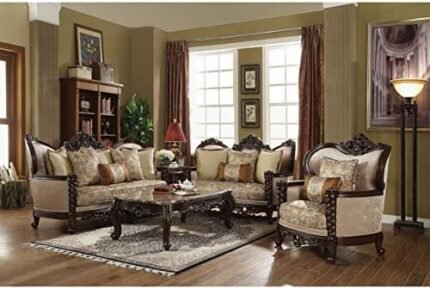 Acme Devayne Traditional European Sofa with Queen Anne Legs in Dark Walnut