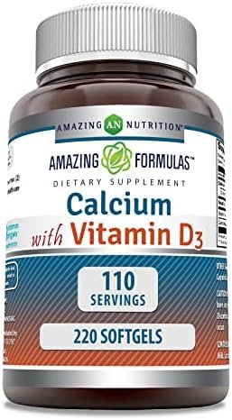 Amazing Formulas Calcium with Vitamin D3 220 Softgels Supplement | Non-GMO | Gluten Free