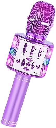 Amazmic Toys for Girls, Kids Karaoke Microphone Toddler Microphone for Kids with Lights, Birthday Gift for Girls, Boys Toy Age 3 4 5 6 7 8+(Light Purple)