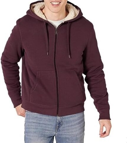 Amazon Essentials Men's Sherpa-Lined Full-Zip Hooded Fleece Sweatshirt