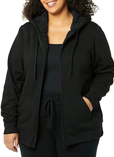 Amazon Essentials Women's Sherpa-Lined Fleece Full-Zip Hooded Jacket (Available in Plus Size)