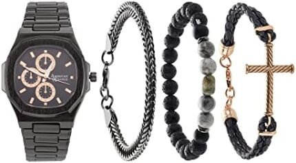 American Exchange Men's Analog Watch and 4 Piece Bracelet Set