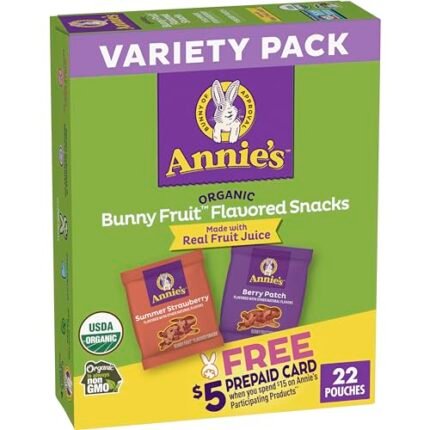 Annie's Organic Bunny Fruit Snacks, Variety Pack, Gluten Free, 22 ct, 15.4 oz