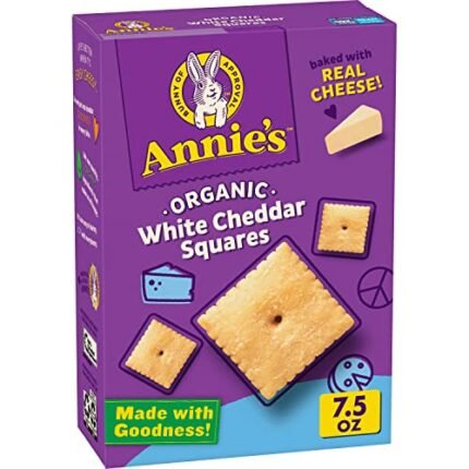 Annie's Organic White Cheddar Squares Baked Snack Crackers, Baked with Real Cheese, 7.5 oz.