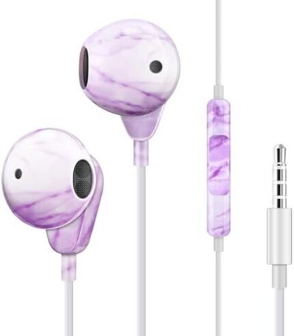 Aolcev 3.5mm Wired Headphones, Hi-Fi Stereo Earphones in-Ear 3.5mm Jack Earbuds with Mic for Samsung A13 A52s, Galaxy S10+, iPhone, iPad, Computer, Laptop, 3.5 Earbuds for Andriod, Purple