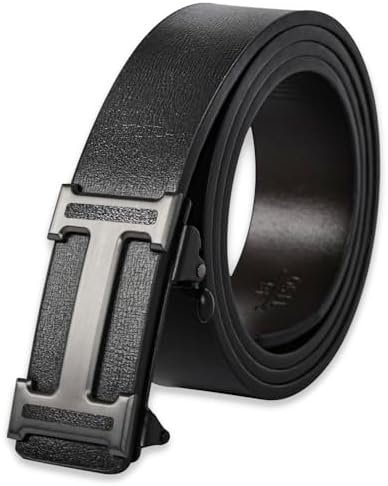 Aurolran Men's Leather Dress Belt Business Automatic Buckle Belt Color:Black Silver Gold Size