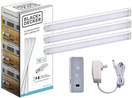 BLACK+DECKER Works with Alexa Smart Under Cabinet Lighting Kit, Adjustable LEDs, (3) 9" Bars White, A Certified for Humans Device