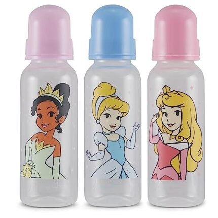 Baby Bottles 9 oz for Boys and Girls| 3 Pack of Disney "Princess Sparkles" Infant Bottles for Newborns and All Babies | BPA-Free Plastic Baby Bottle for Baby Shower