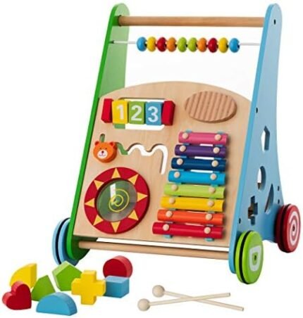 Baby Toys – Kids’ Activity Toy – Wooden Push and Pull Learning Walker for Toddlers Boys and Girls – Multiple Activity Center – Develops Motor Skills & Stimulates Creativity - Birthday Gift