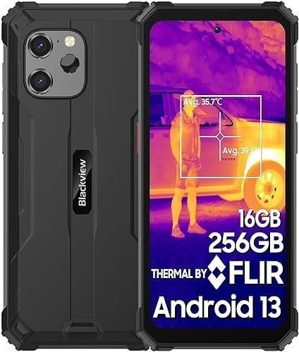 Blackview BV8900 Rugged Smartphone(With FLIR Thermal Image Camera), 16GB RAM+256GB ROM(up to 1TB), Android 13, 10000mAh Battery 33W Fast Charge, 64MP Camara, 6.5inch 2.4K Display, NFC, IP68 Waterproof