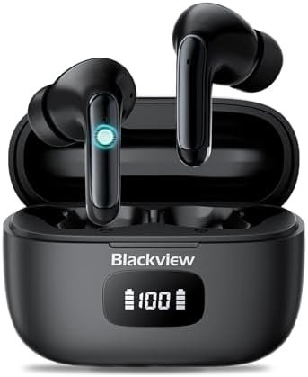 Blackview Wireless Earbuds in Ear Headphones Wireless Bluetooth 5.3, TWS Ear Buds Built-in Mic Sports Noise Canceling Earbuds IPX7 Waterproof,56H Playtime LED Power Display for Android/iOS Phone