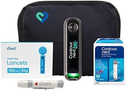 Blood Sugar Test Kit with Contour Next ONE Blood Glucose Meter, 50 Diabetic Test Strips & Lancets for Diabetes Testing, 1 Lancing Device and Diabetes Testing Kit Travel Case