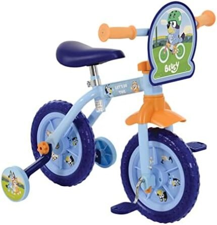 Bluey 2-in-1 Training Bike - 10 Inch, Officially Licensed, Vibrant Decals, Sturdy Frame, Adjustable Seat and Handlebars - Perfect Fans - Ages 2+