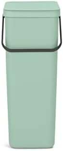 Brabantia Sort & Go Kitchen Recycling/Garbage Trash Can (10.6 Gal/Jade Green) Stackable Refuse Organiser with Handle & Removable Lid, Easy Clean, PerfectFit Bags Included