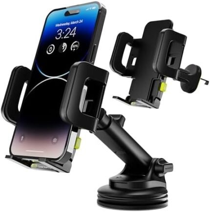 Bracketron TripGripXT Car Dashboard, Windshield & AC Air Vent Extendable Suction Cup Cell Phone Mount for Car Home and Office Hands Free Cradle Grip Table Stand Desk Nightstand Cellphone Holder