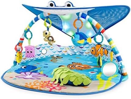 Bright Starts Finding Nemo Mr. Ray Ocean Lights & Music Baby Activity Gym with Tummy Time Pillow, Newborn+