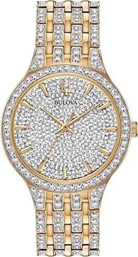 Bulova Crystal Pave 3-Hand Quartz Slim Case Watch