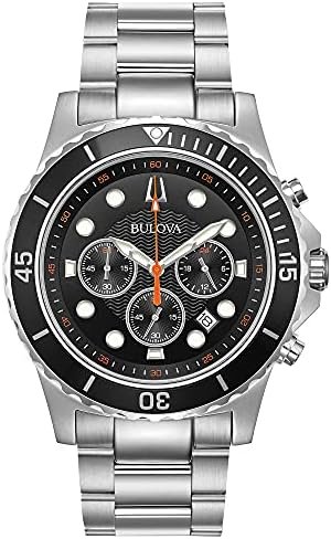 Bulova Men's Classic Sport 6-Hand Chronograph Quartz Watch, Calendar Date, Luminous Hands and Markers, 100M Water Resistant, 44mm