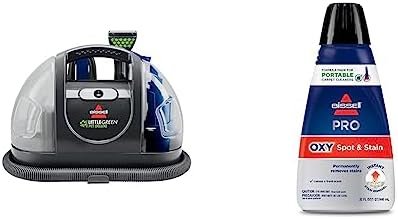 Bundle of Bissell Little Green Pet Deluxe Portable Carpet Cleaner, 3353 + Bissell Professional Spot and Stain + Oxy Portable Machine Formula, 32 oz