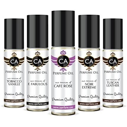 CA Perfume Designer Discovery Set For Men Impression Of (Tobacco Vanille, Fabulous, Cafe rose, Noir Extreme, Tuscan Leather) Long Lasting Fragrance Body Oil 10ml x 5