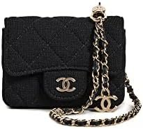 CHANEL Women's Pre-Loved Classic Card Holder, Quilted Jers, Black, One Size