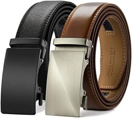 CHAOREN Ratchet Belts for Men 2-Pack - Stylish Leather Belts in Gift Set 35mm