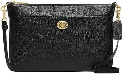 COACH Polished Pebble Polly Crossbody, Gd/Black, One Size