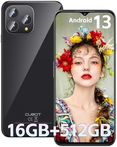 CUBOT P80 Smartphone Unlocked - 16GB RAM+512GB ROM Android 13 Cell Phone,6.58" FHD+ Display,5200mAh Battery, 48MP+24MP Camera,4G Dual SIM Phone with Headphone/Fingerprint Unlock/GPS (Black)