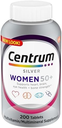 Centrum Silver Women's Multivitamin for Women 50 Plus, Multivitamin/Multimineral Supplement with Vitamin D3, B Vitamins, Non-GMO Ingredients, Supports Memory and Cognition in Older Adults - 200 Ct