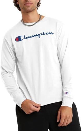 Champion Men's T-shirt, Classic Graphic Long Sleeve T-shirt, Comfortable, Soft T-shirt for Men (Reg. Or Big & Tall)