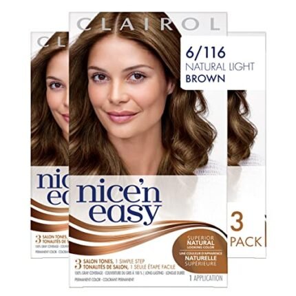 Clairol Nice'n Easy Liquid Permanent Hair Dye, 6 Light Brown Hair Color, Pack of 3