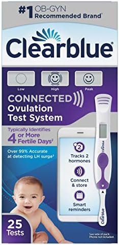 Clearblue Connected Ovulation Test System Featuring Bluetooth connectivity and Advanced Ovulation Tests with Digital Results, 25 Ovulation Tests