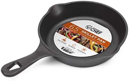 Commercial CHEF 6.5 Inch Cast Iron Skillet, Black