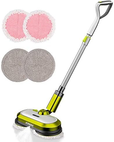 Cordless Electric Mop, Electric Spin Mop with LED Headlight and Water Spray, Up to 60 mins Powerful Floor Cleaner with 300ml Water Tank, Polisher for Hardwood, Tile Floors, Quiet Cleaning & Waxing