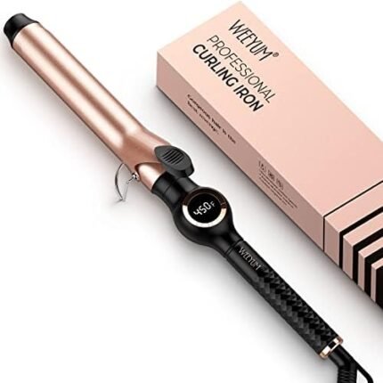 Curling Iron 1 1/4 Inch Barrel, Long Barrel Curling Wand for Hair, Ceramic Tourmaline Hair Curling Iron Dual Voltage