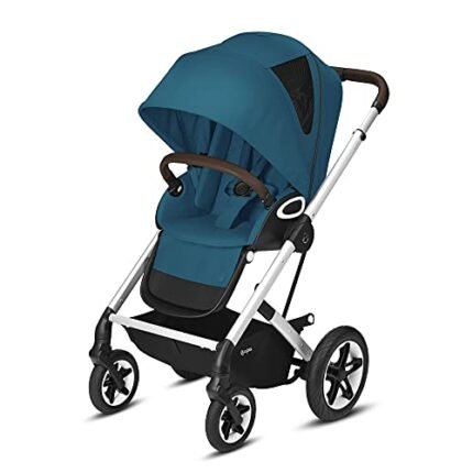 Cybex Talos S Lux Stroller, AllTerrain Wheels, FrontFacing or ParentFacing Seat Positions, OneHand Fold, Multiposition Recline, River Blue