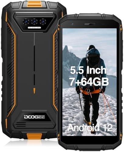 DOOGEE Rugged Phone Unlocked S41 Pro, 7GB + 64GB, Helio A22, 6300mAh Battery, 4G Dual SIM Card, NFC/T-Mobile, Android 12 Smartphone, Face Unlock, 13MP + 8MP Camera, IP68 Waterproof Cell Phone