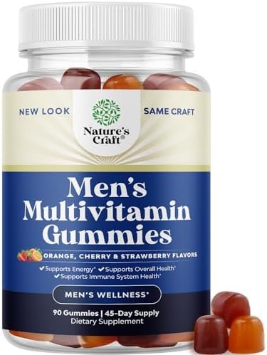 Daily Mens Multivitamins Gummies - Mens Gummy Multivitamins with Zinc and Biotin Immune Support Gummies - Potent Mens Vitamins Gummies for Energy and Immunity - Non-GMO Gluten Free and Halal 90 Count