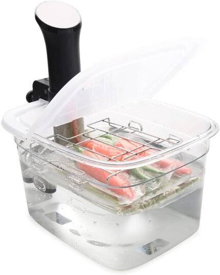 EVERIE Sous Vide Container 12 Quarts with Collapsible Hinge Lid and Removable Built-in Rack Compatible with Anova Nano AN400 and AN500-US00 and Instant Pot and Breville Joule Sous Vide Cooker